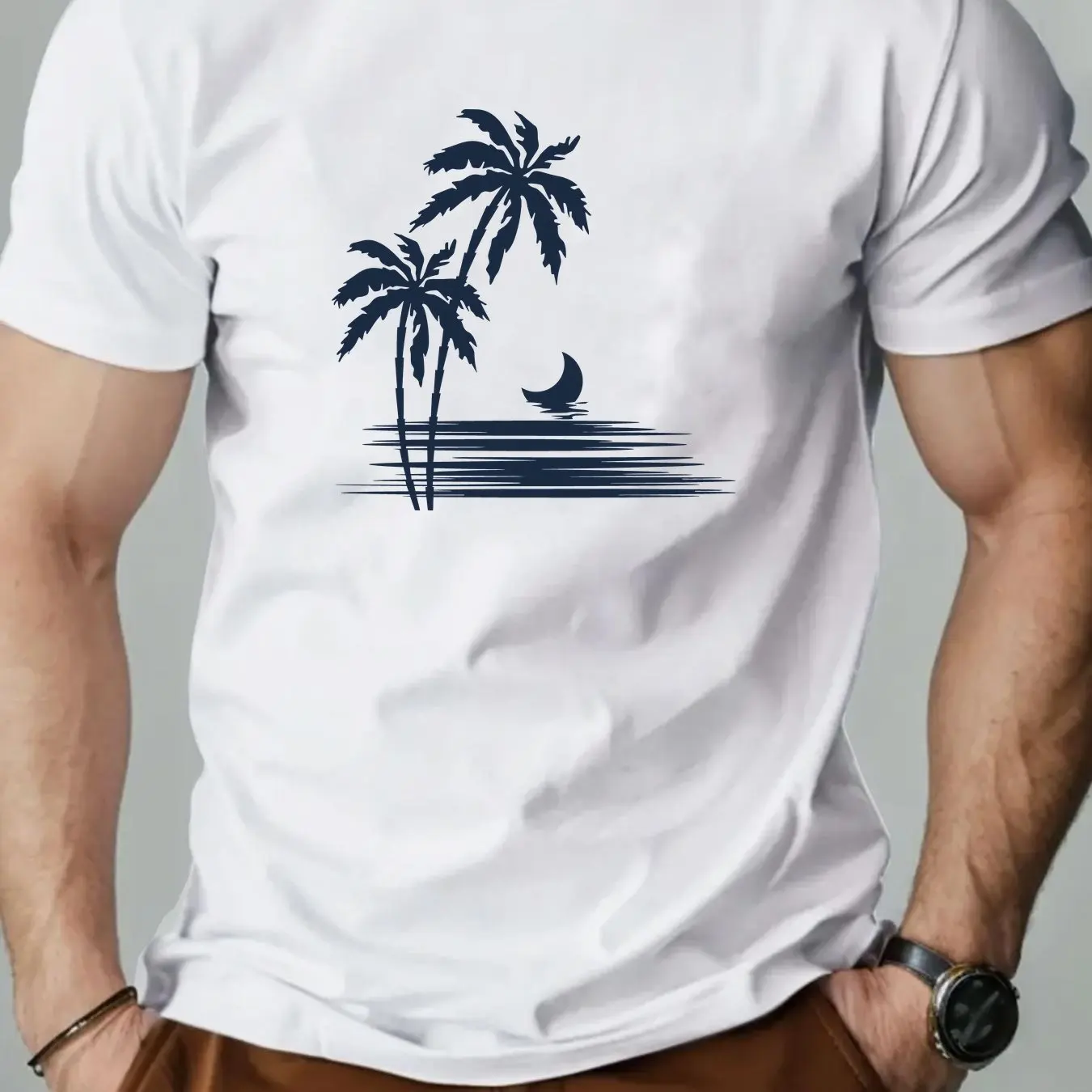 Men's Tropical Palm Tree Wave Print T-Shirt Beach Design Summer Casual Short Sleeve Round Neck Tee Men Clothing Comfortable
Men's Tropical Palm Tree Wave Print T-Shirt Beach Design Summer Casual Short Sleeve Round Neck Tee Men Clothing Comfortable