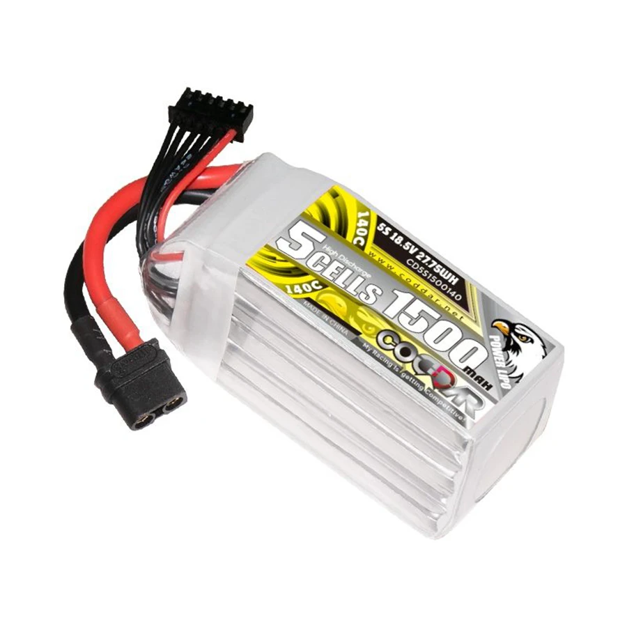 CD5S1500140 5S 18.5V 140C 1500mAh Model Aerial Drone Rechargeable Lithium Battery
CD5S1500140 5S 18.5V 140C 1500mAh Model Aerial Drone Rechargeable Lithium Battery