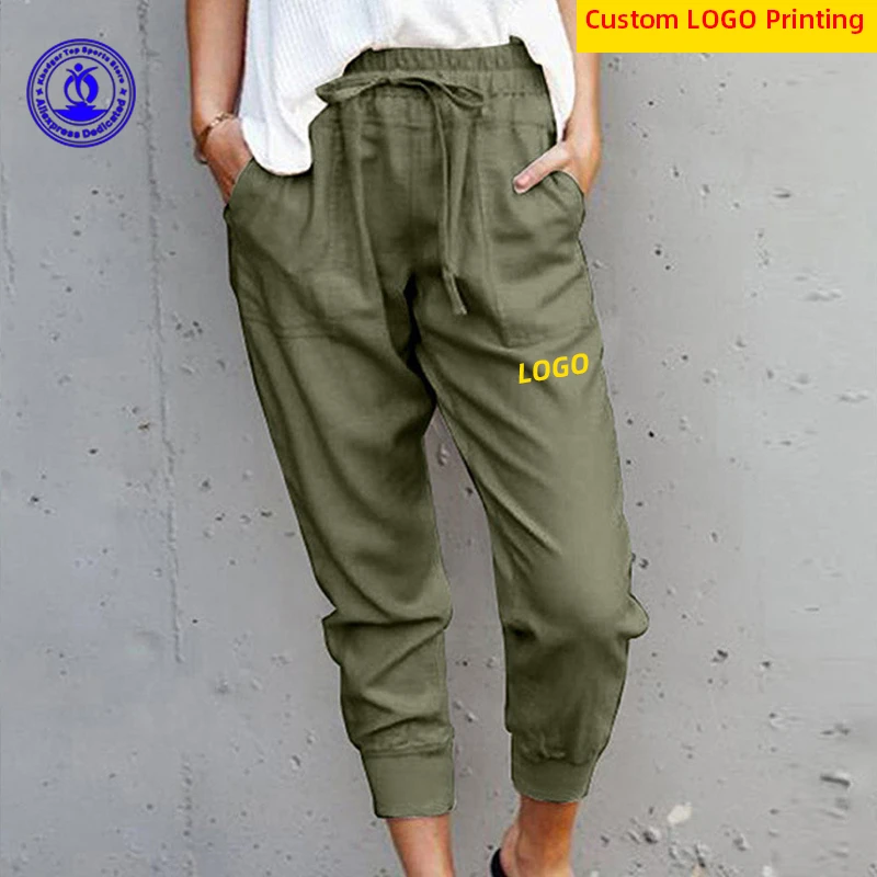 2022 Summer Casual Linen Cotton Pants Women Fashion Solid Elastic Waist Drawstring Trousers Female Ankle-length Bottoms Custom
2022 Summer Casual Linen Cotton Pants Women Fashion Solid Elastic Waist Drawstring Trousers Female Ankle-length Bottoms Custom