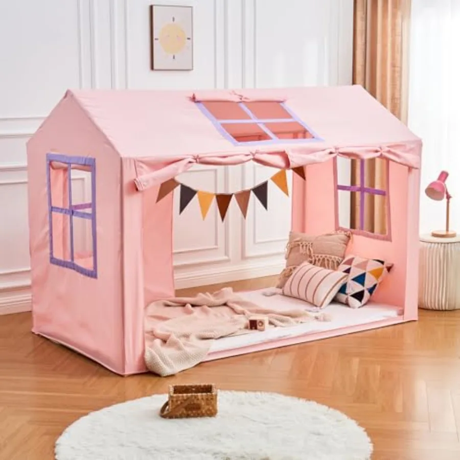 Twin Bed Tent for Indoor Use, Polyester Pink Canopy with 2 Doors, Breathable Fabric Creates Private Fort Space for Floor Bed
Twin Bed Tent for Indoor Use, Polyester Pink Canopy with 2 Doors, Breathable Fabric Creates Private Fort Space for Floor Bed