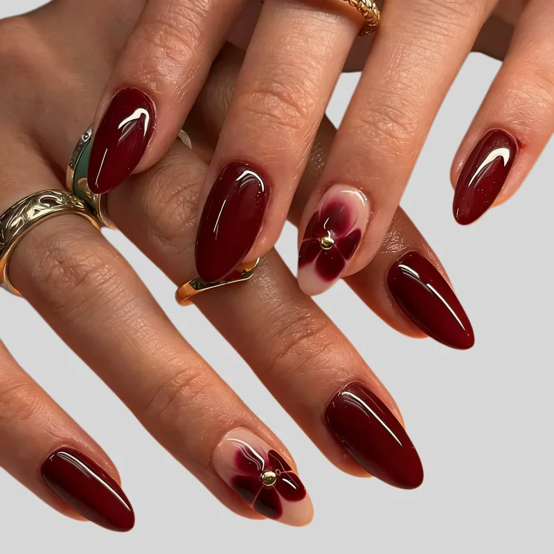 Набор из 24 накладных ногтей для женщин/девочек, бордовые, миндалевидной формы, средней длины, однотонные, с золотистым цветочным дизайном
Набор из 24 накладных ногтей для женщин/девочек, бордовые, миндалевидной формы, средней длины, однотонные, с золотистым цветочным дизайном