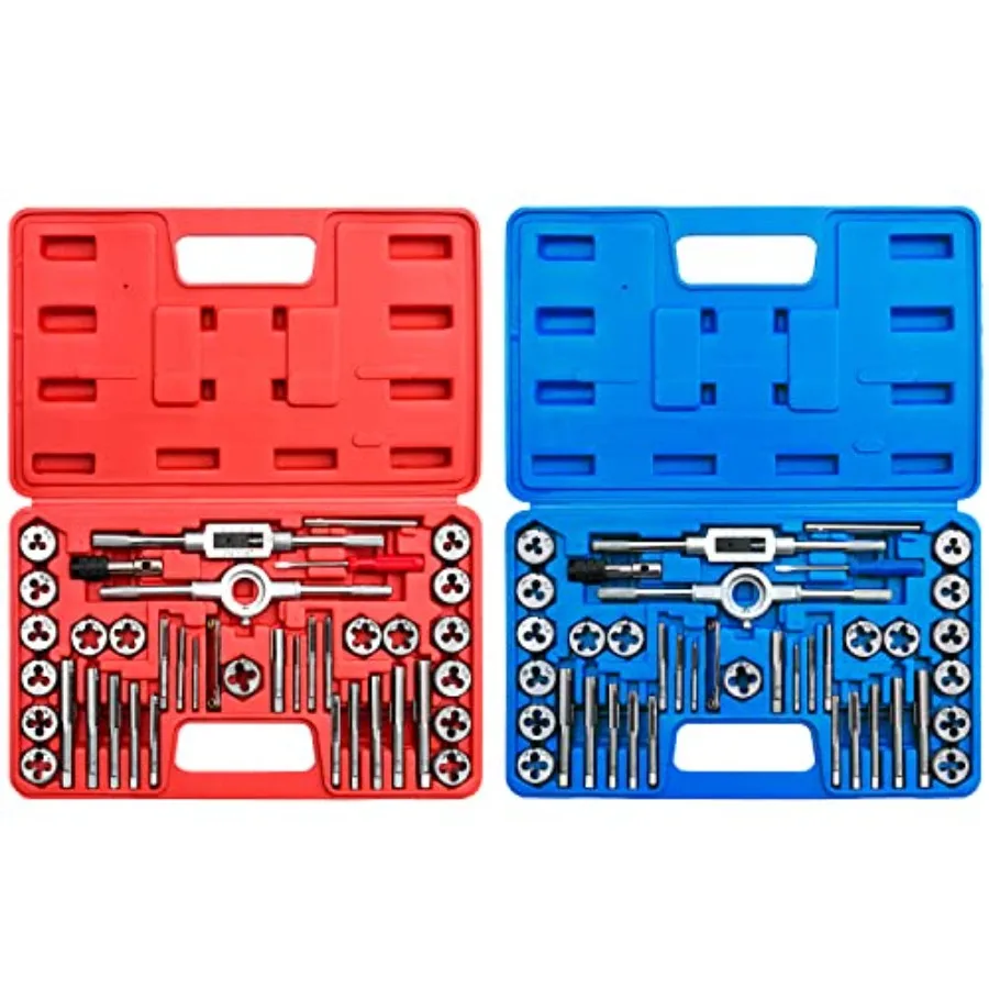 80-Piece Premium SAE and Metric Tap and Die Set - SAE Inch Size #4 to 1/2" and Metric Size M3 to M12 with Coarse Fine and Pipe
80-Piece Premium SAE and Metric Tap and Die Set - SAE Inch Size #4 to 1/2" and Metric Size M3 to M12 with Coarse Fine and Pipe