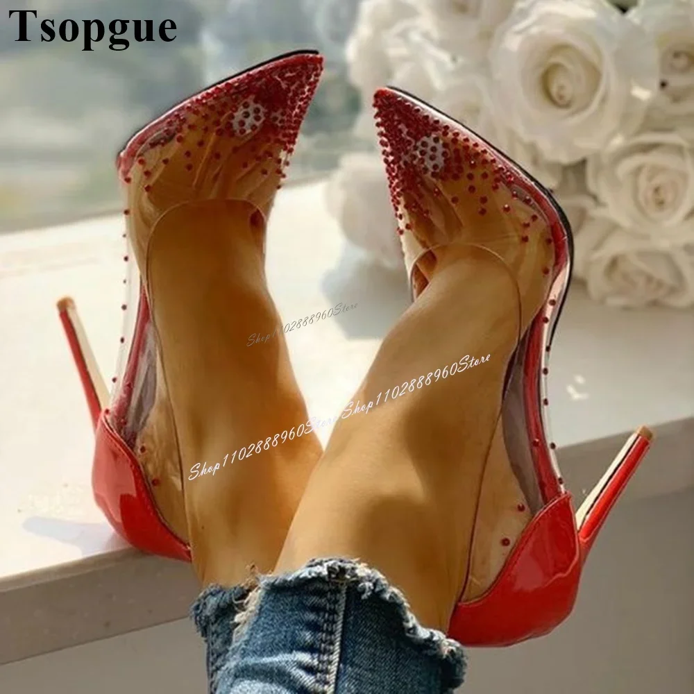 Red Patent Leather PVC Patchwork Crystal Decor Pumps Thin High Heel Women Shoes Slip-On Pointed Toe 2024 Zapatos Para Mujere
Red Patent Leather PVC Patchwork Crystal Decor Pumps Thin High Heel Women Shoes Slip-On Pointed Toe 2024 Zapatos Para Mujere
