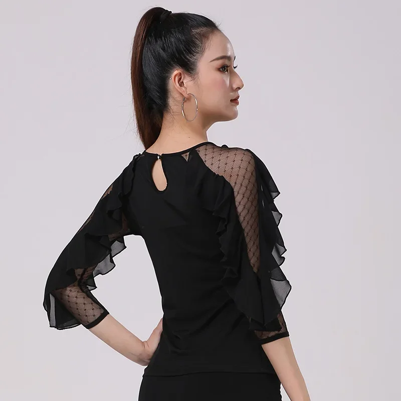 Sequin Mesh Ballroom Tango Latin Tops Girls Elegant Latino Practice Dance Wear Women Solid Color Slim Fit Ruffle Tops Clothes
Sequin Mesh Ballroom Tango Latin Tops Girls Elegant Latino Practice Dance Wear Women Solid Color Slim Fit Ruffle Tops Clothes