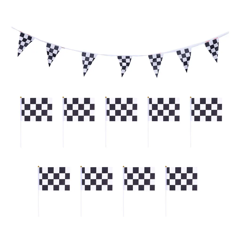 9 pcs Racing Flag Set Durable Polyester Lightweight Wall Hang Car Theme Banner Triangle Grid Design Party Supplies
9 pcs Racing Flag Set Durable Polyester Lightweight Wall Hang Car Theme Banner Triangle Grid Design Party Supplies