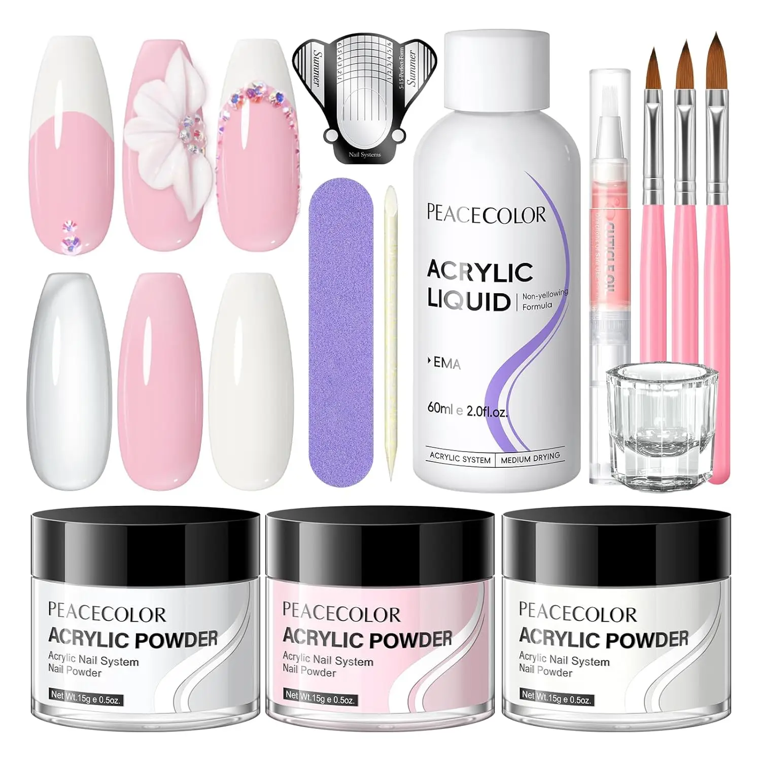 Acrylic Nail Kit for Beginners: 3 Colors Powder & Liquid Set with Tools, DIY Salon Home Manicure
Acrylic Nail Kit for Beginners: 3 Colors Powder & Liquid Set with Tools, DIY Salon Home Manicure