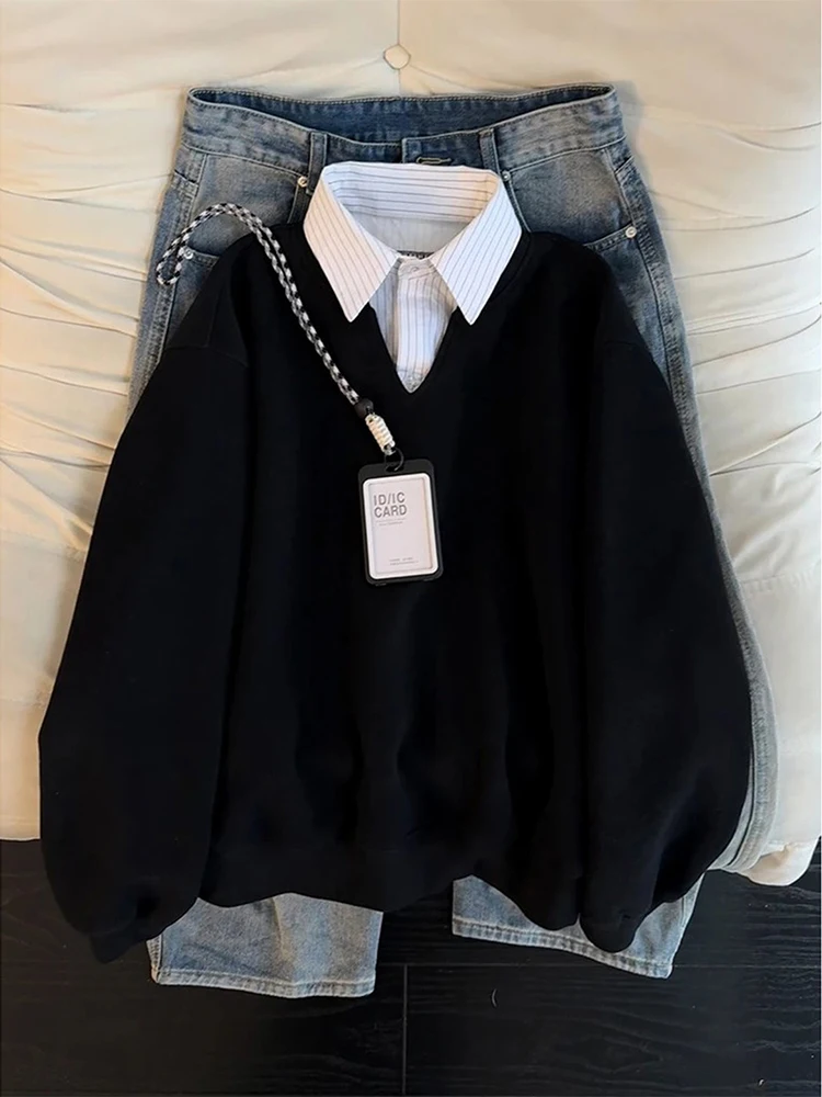 Bla irt Collar Long Sve Sweatirt Men's Spring Loose Fit irt Inner Wear Outer Wear Casual Street Sle
Bla irt Collar Long Sve Sweatirt Men's Spring Loose Fit irt Inner Wear Outer Wear Casual Street Sle