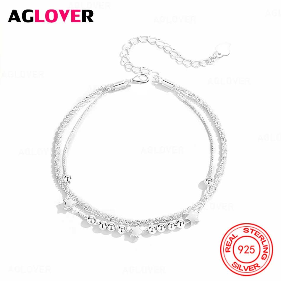 AGLOVER 925 Sterling Silver Double Star Bead Bracelet Women's Fashion Party Jewelry
AGLOVER 925 Sterling Silver Double Star Bead Bracelet Women's Fashion Party Jewelry