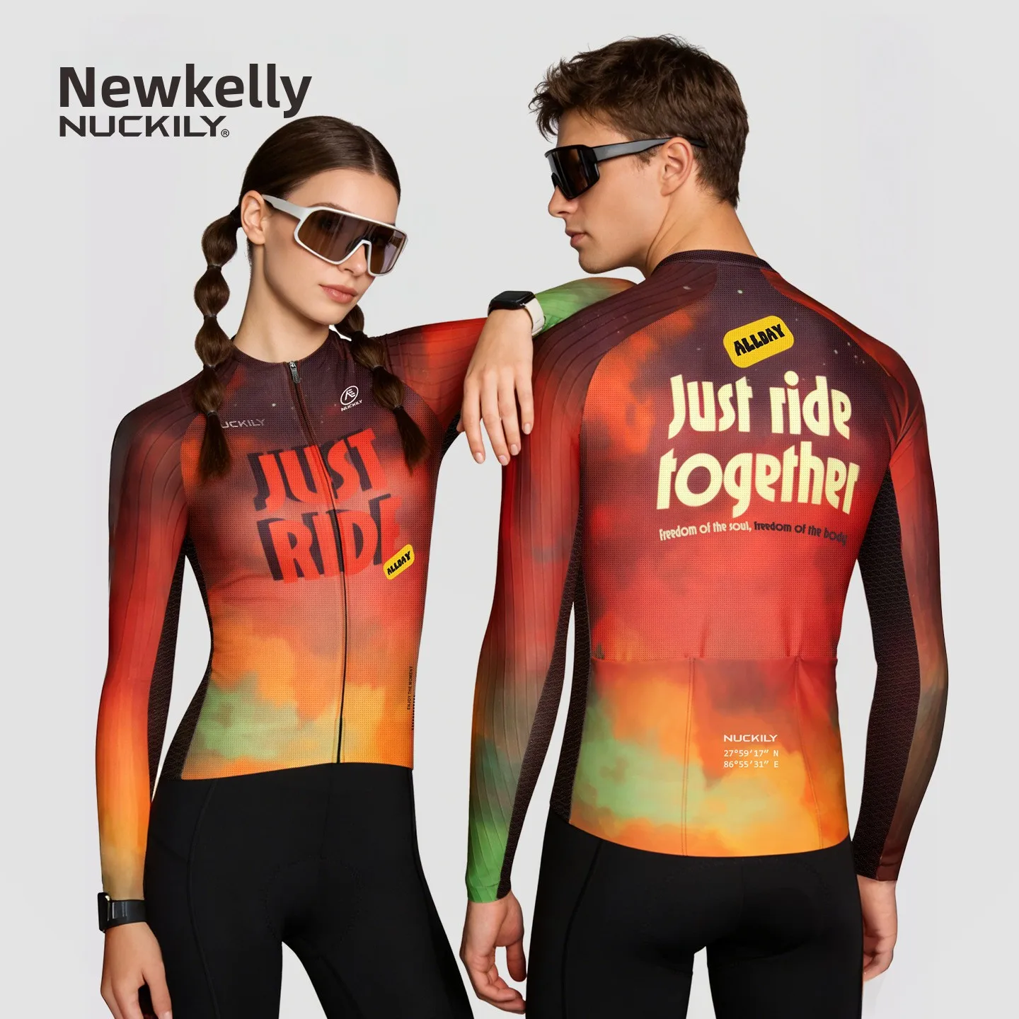 NUCKILY Unisex Long Sleeve Cycling Jersey, Quick Dry Breathable Full-Zip Bike Shirt with Gradient "Just Ride" Print, Couples Roa
NUCKILY Unisex Long Sleeve Cycling Jersey, Quick Dry Breathable Full-Zip Bike Shirt with Gradient "Just Ride" Print, Couples Roa
