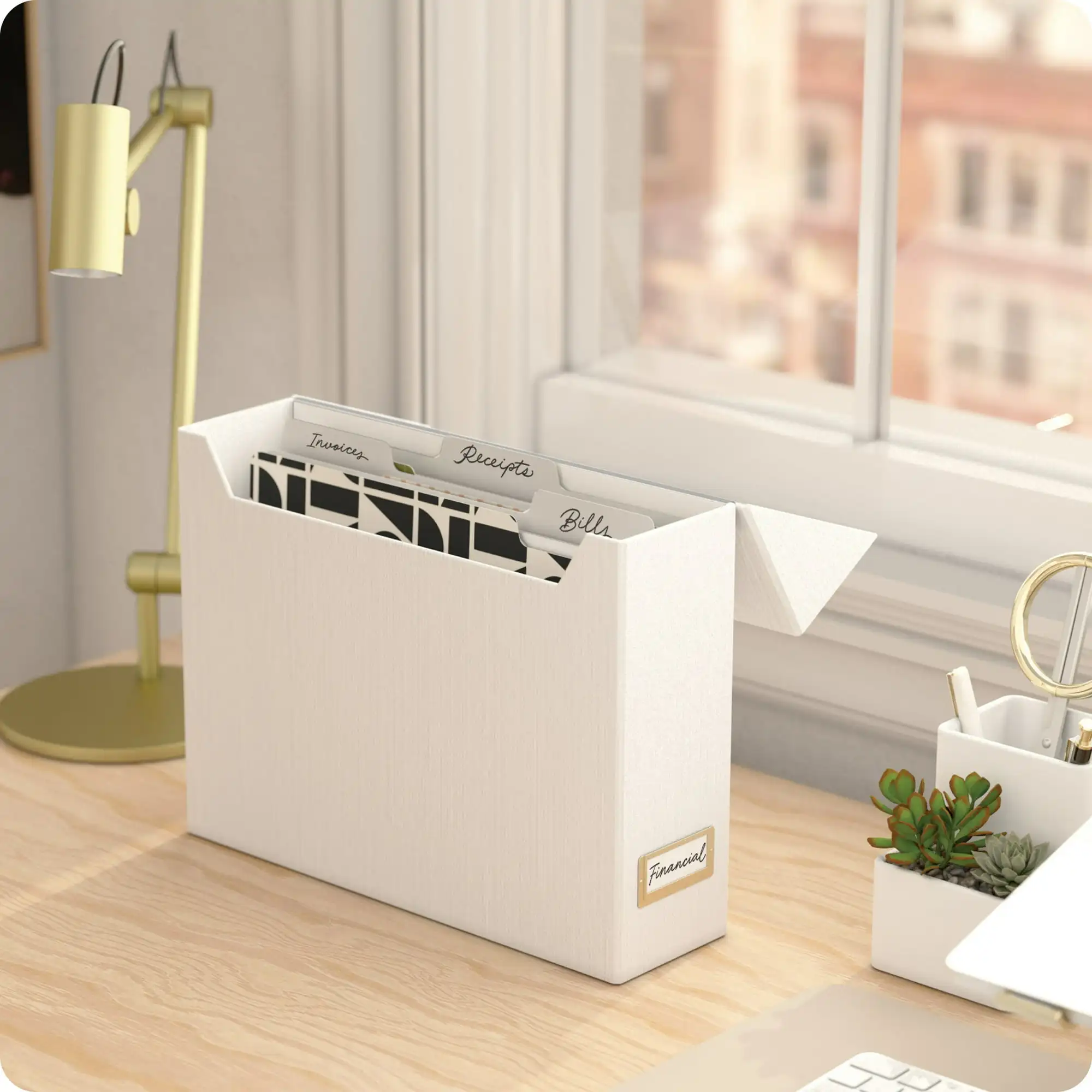 U Brands Flip Top File and Storage File Organizer Box, 9.4 x 3.7 x 13 in., Beige, Freestanding
U Brands Flip Top File and Storage File Organizer Box, 9.4 x 3.7 x 13 in., Beige, Freestanding