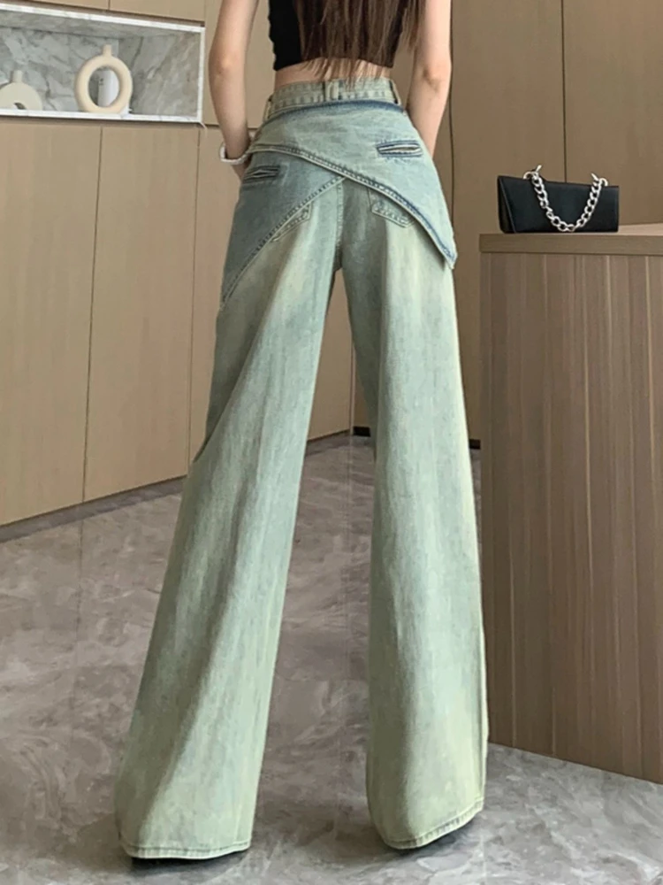 Women's Long Wide Leg Jeans with Distressed Straight Fit and Irregular Fake Two-Piece Design for Fashionable Everyday Style
Women's Long Wide Leg Jeans with Distressed Straight Fit and Irregular Fake Two-Piece Design for Fashionable Everyday Style