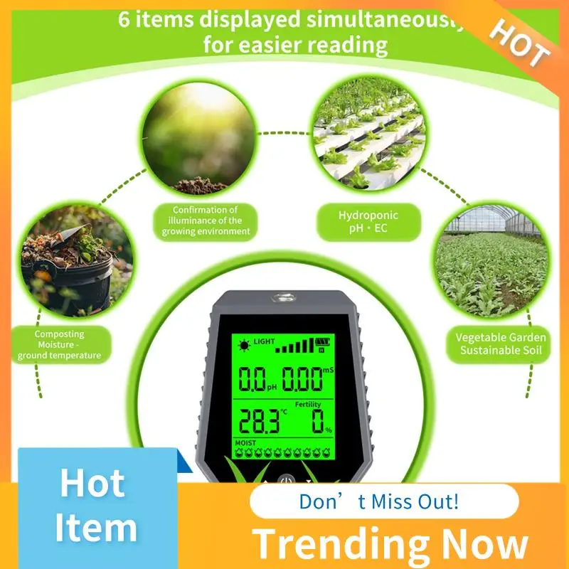 ABNL 6-In-1 Soil Tester PH/EC/Humidity/Sunlight/Fertility/Temp Digital Soil Moisture Tester PH Meter For Gardening Hydroponic
ABNL 6-In-1 Soil Tester PH/EC/Humidity/Sunlight/Fertility/Temp Digital Soil Moisture Tester PH Meter For Gardening Hydroponic