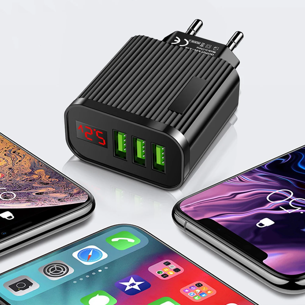 Charging Blocks Quick Charging Blocks 3 USB Ports LED Digital Display Cell Phone Brick Charging Cube Phone Charging Adapter
Charging Blocks Quick Charging Blocks 3 USB Ports LED Digital Display Cell Phone Brick Charging Cube Phone Charging Adapter