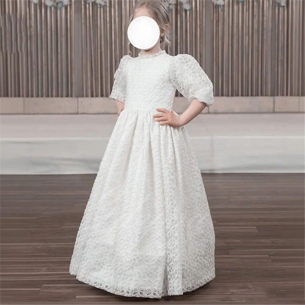 Elegant Flower Girl Dress For Wedding High Neck Puffy Sleeve Little Girls Pricness Birthday Party Dress First Communion Gown
Elegant Flower Girl Dress For Wedding High Neck Puffy Sleeve Little Girls Pricness Birthday Party Dress First Communion Gown
