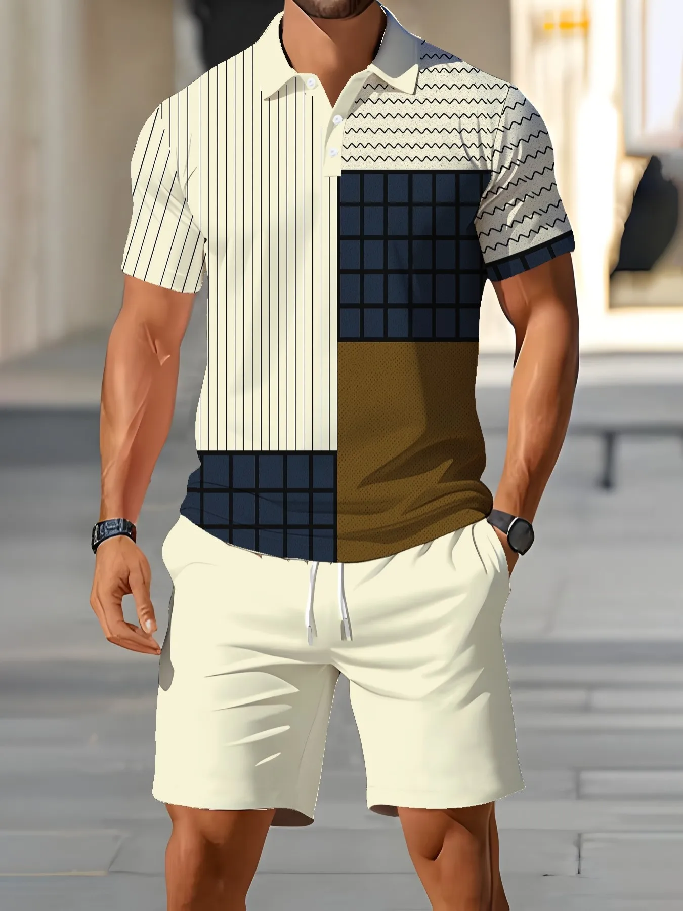 2026 Summer Men's Patchwork Print Polo Shirt Set Breathable Mesh Short-Sleeve Slim-Fit Crew Neck T-Shirt Casual Men's Set
2026 Summer Men's Patchwork Print Polo Shirt Set Breathable Mesh Short-Sleeve Slim-Fit Crew Neck T-Shirt Casual Men's Set