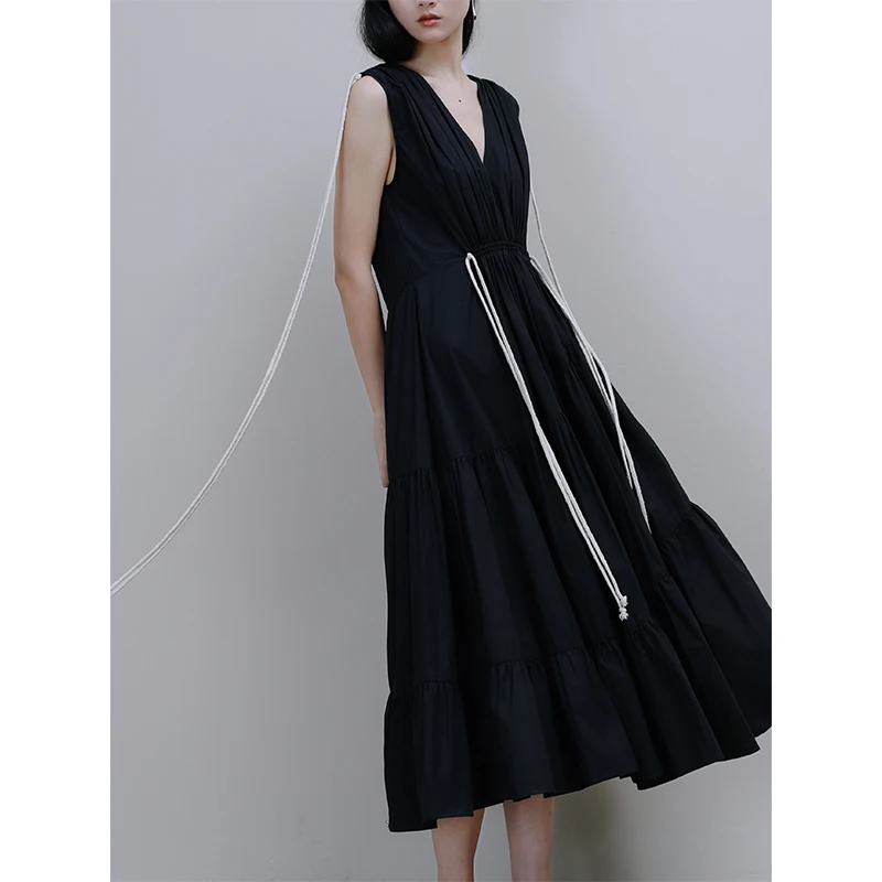 Black V-neck Mid-length Dress Women's Summer Slimming Cover-up Dress Not Return 2Rowi Elegant Casual Maxi Dress
Black V-neck Mid-length Dress Women's Summer Slimming Cover-up Dress Not Return 2Rowi Elegant Casual Maxi Dress