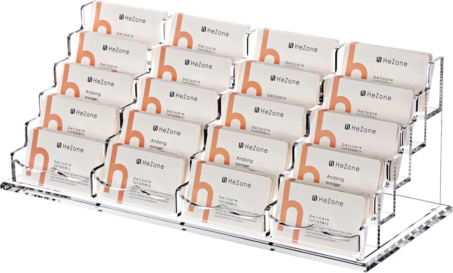 Clear Acrylic Business Card Holder Desk Display Stand, 20 Slots 5 Tier, Holds 1000 Cards
Clear Acrylic Business Card Holder Desk Display Stand, 20 Slots 5 Tier, Holds 1000 Cards