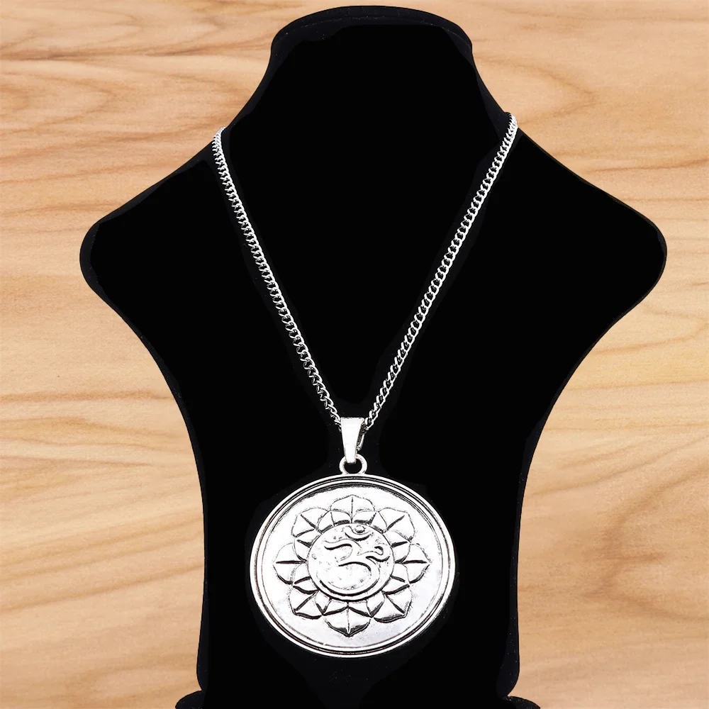 Tibetan Silver Large OM AUM Yoga Symbol Round Pendant on Long Chain Necklace Lagenlook 34 Inches for Jewelry Women Men Gift
Tibetan Silver Large OM AUM Yoga Symbol Round Pendant on Long Chain Necklace Lagenlook 34 Inches for Jewelry Women Men Gift