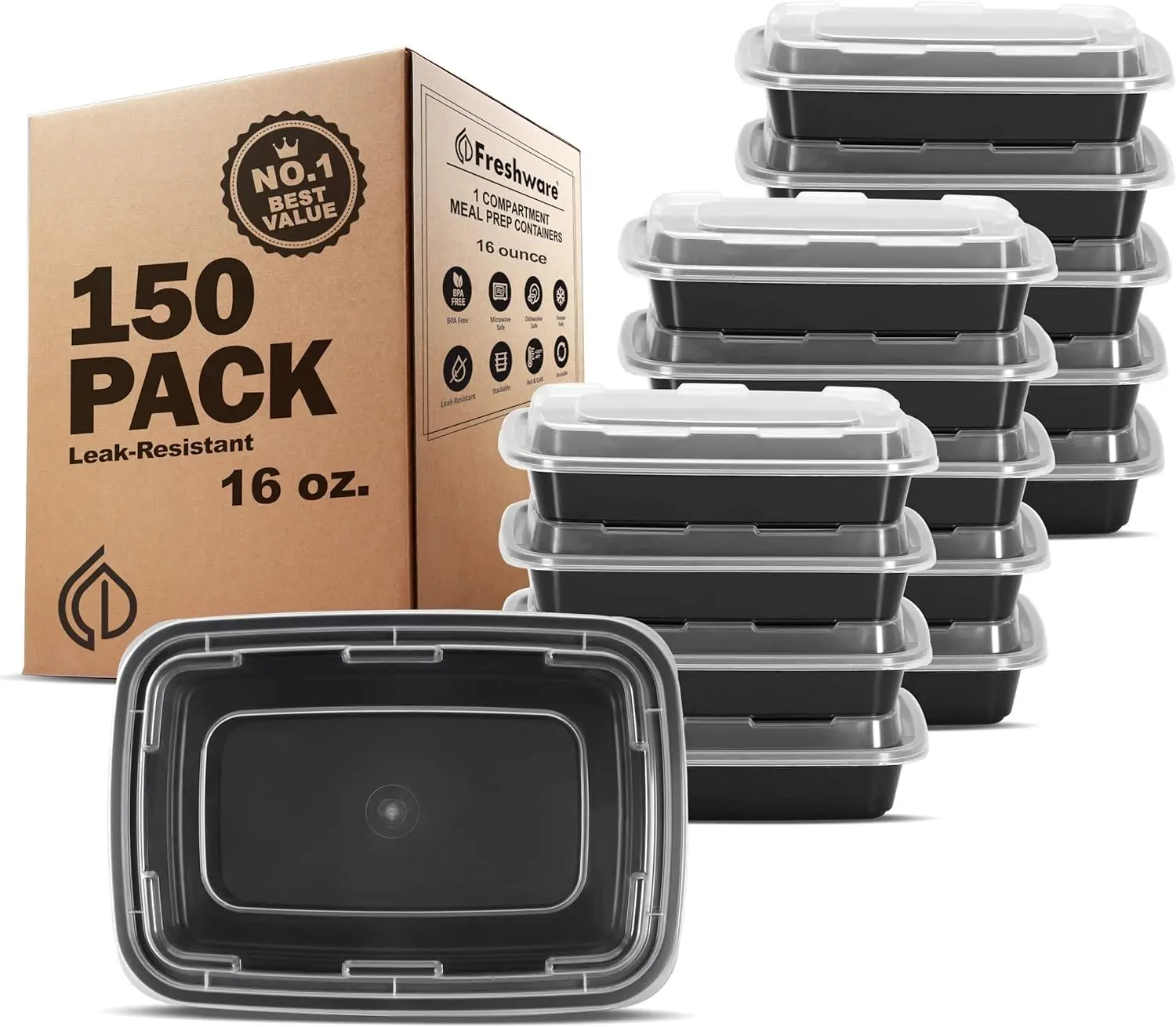 Meal Prep Containers 1 Compartment Food Storage Containers with Lids, Bento Box, BPA Free, Stackable, (16 oz), 150 coun
Meal Prep Containers 1 Compartment Food Storage Containers with Lids, Bento Box, BPA Free, Stackable, (16 oz), 150 coun