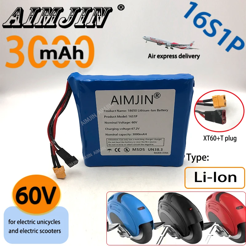 60V16S1P3.0Ah18650 Li-lon battery high-power 1000W for battery replacement in electric unicycles and electric scooters with BMS
60V16S1P3.0Ah18650 Li-lon battery high-power 1000W for battery replacement in electric unicycles and electric scooters with BMS
