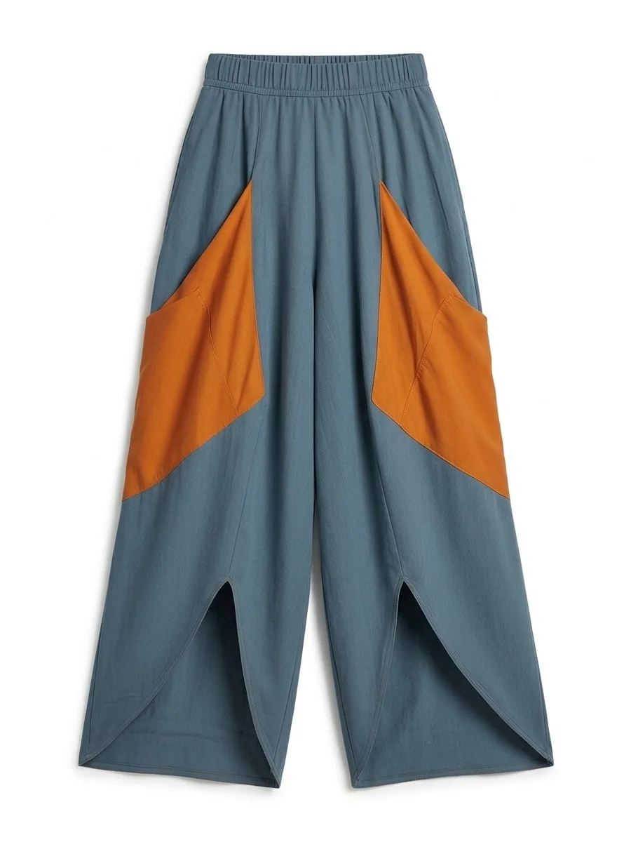 Missuoo Women's Color Block Wide Leg Pants Blue and Orange Patchwork Elastic Waist Irregular Hem Trousers Streetwear Pants
Missuoo Women's Color Block Wide Leg Pants Blue and Orange Patchwork Elastic Waist Irregular Hem Trousers Streetwear Pants