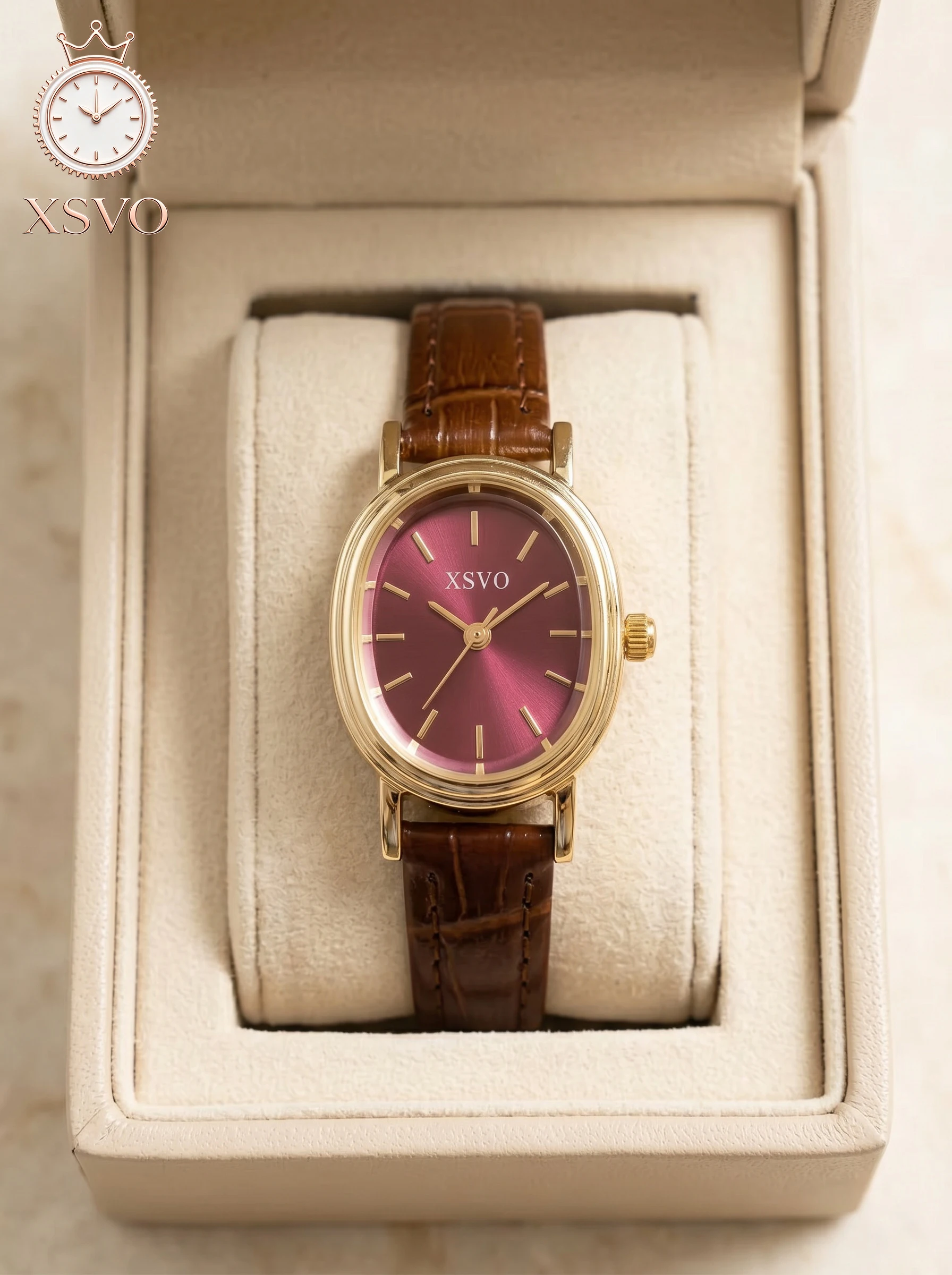 Teen 1Pcs XSVO Oval Burgundy Dial Leather Strap Quartz Watch, No Box for Back To School, Vacation & Holiday Daily Casual Wear
Teen 1Pcs XSVO Oval Burgundy Dial Leather Strap Quartz Watch, No Box for Back To School, Vacation & Holiday Daily Casual Wear