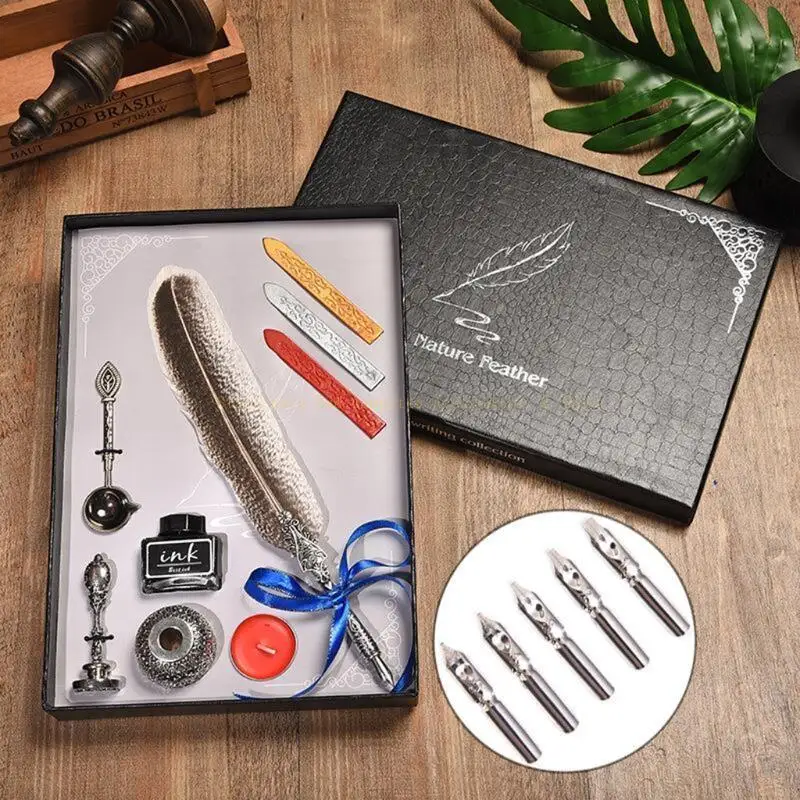 Retro Calligraphy Pen Set Vintage Calligraphy Pen with 3 Wax Seal Seal Stamp Birthday Gift Business Gift
Retro Calligraphy Pen Set Vintage Calligraphy Pen with 3 Wax Seal Seal Stamp Birthday Gift Business Gift