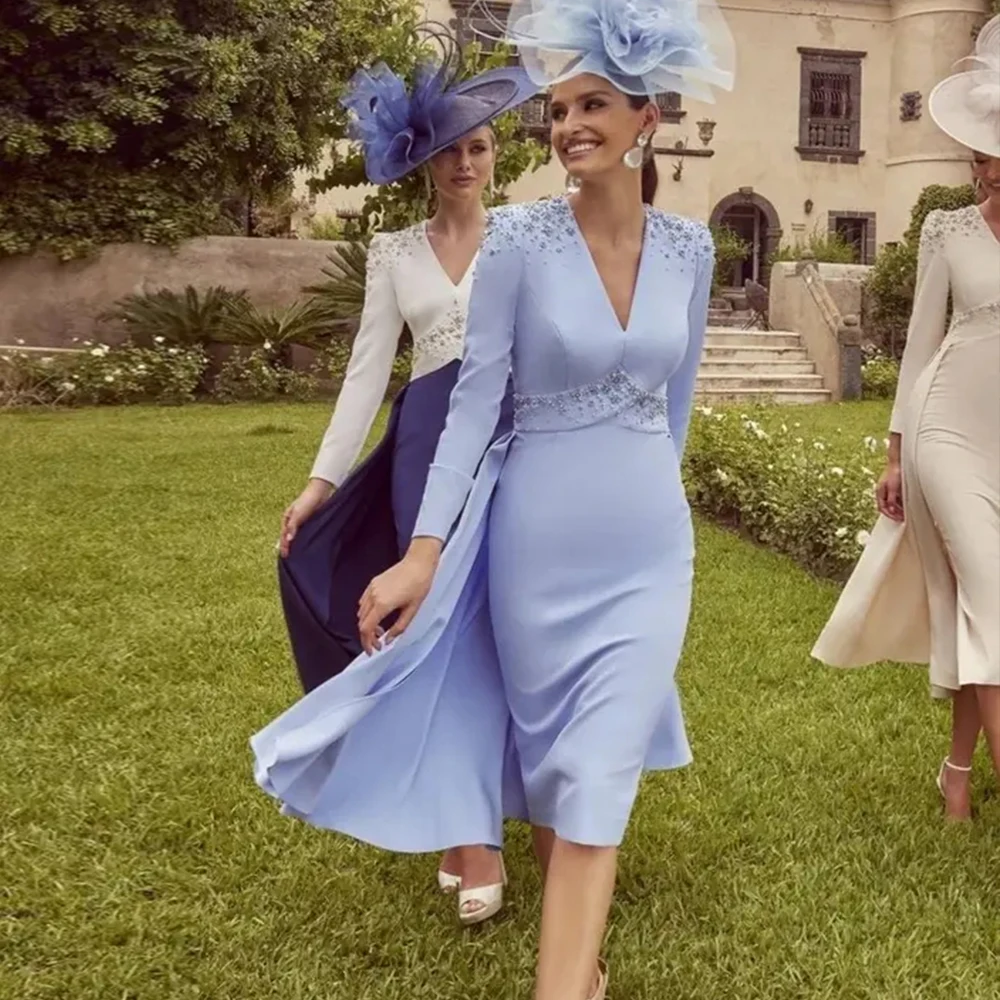 Индивидуальные небесно-голубые платья для матери невесты для свадебных гостей, роскошное вечернее платье с бисером, длиной до колена, для торжественных мероприятий и выпускных вечеров
Индивидуальные небесно-голубые платья для матери невесты для свадебных гостей, роскошное вечернее платье с бисером, длиной до колена, для торжественных мероприятий и выпускных вечеров