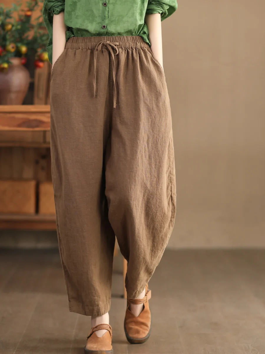 Retro Waed Linen Harem Pants Women's Elastic Waist Casual Pants Loose Slimming Spring Sle Comfortable Commute Sle
Retro Waed Linen Harem Pants Women's Elastic Waist Casual Pants Loose Slimming Spring Sle Comfortable Commute Sle