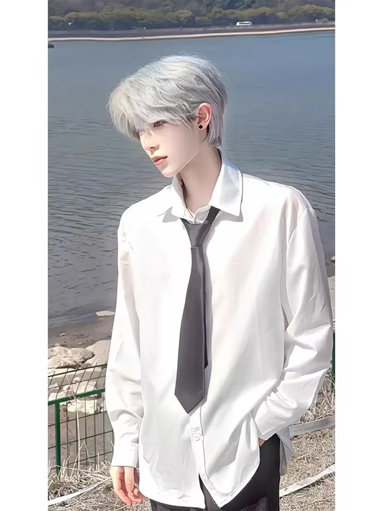 Dek School orm Sle Long Sve Men's irt with Tie Virgini Aosphere Japanese Youth Faion White Cotton Outerwear
Dek School orm Sle Long Sve Men's irt with Tie Virgini Aosphere Japanese Youth Faion White Cotton Outerwear