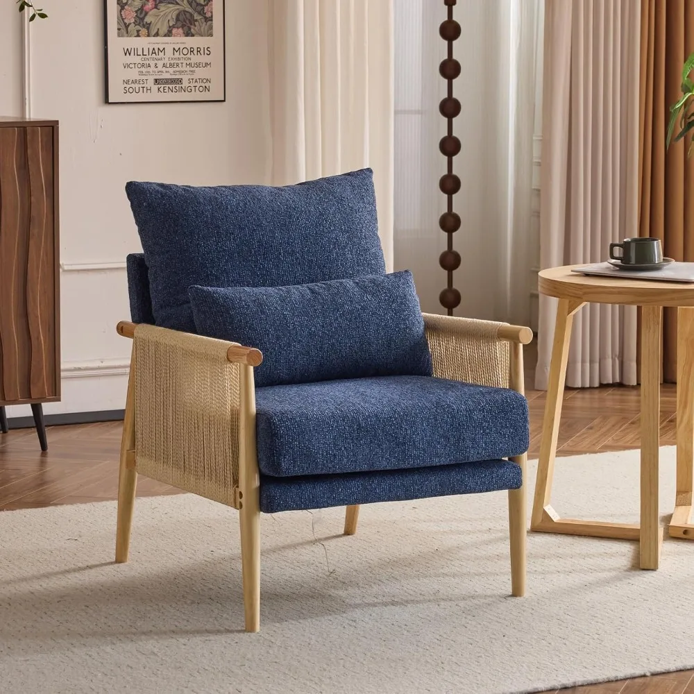 Кресло в стиле бохо с акцентом на оплетке, современное кресло середины века с подлокотником из массива дерева, удобное кресло-подушка с подушкой для талии
Кресло в стиле бохо с акцентом на оплетке, современное кресло середины века с подлокотником из массива дерева, удобное кресло-подушка с подушкой для талии