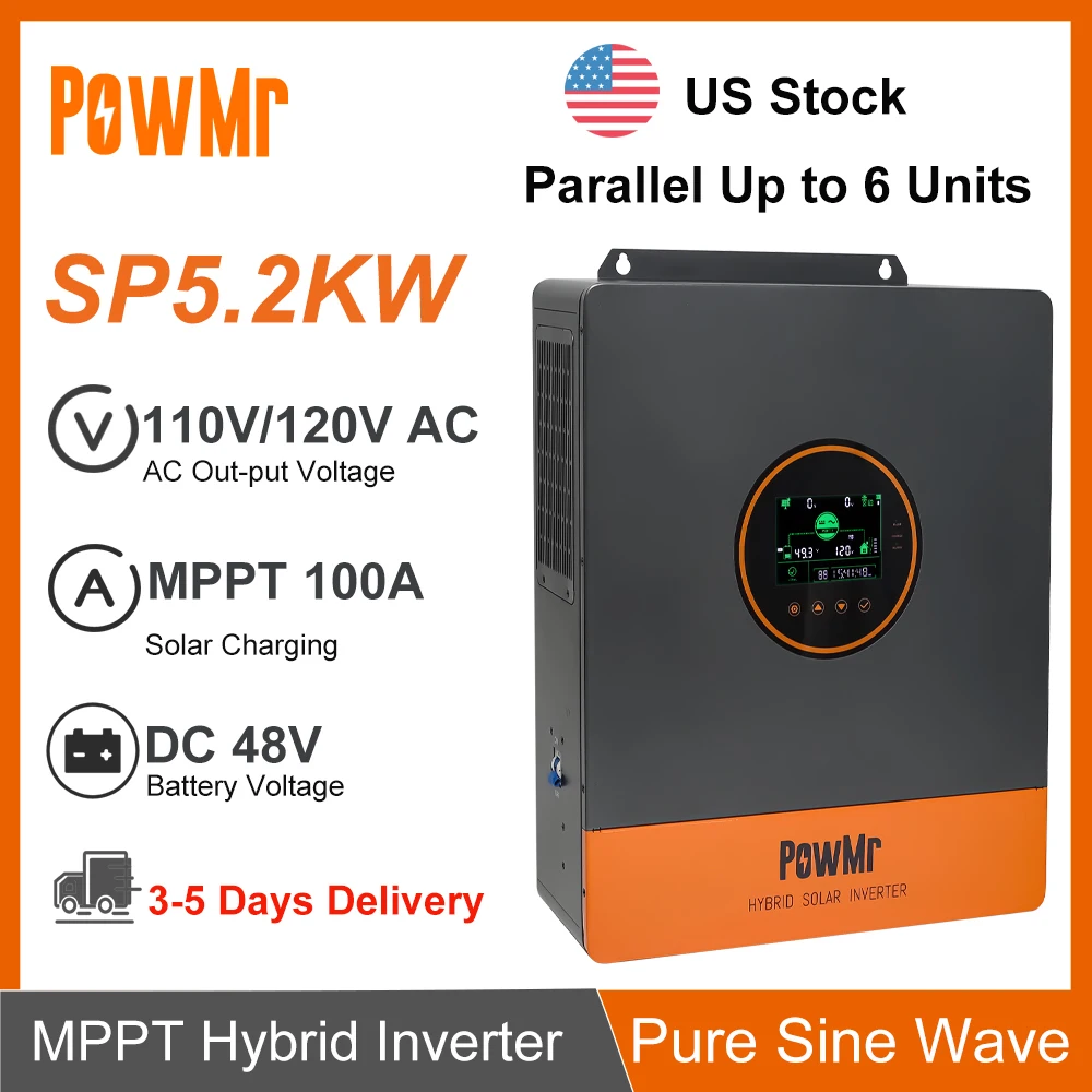 Hybrid Inverter 5.2KW 48V Single Phase 120V 110V AC Off-Grid 100A MPPT Solar Charge Controller Fit for LifePo4 Battery Home Use
Hybrid Inverter 5.2KW 48V Single Phase 120V 110V AC Off-Grid 100A MPPT Solar Charge Controller Fit for LifePo4 Battery Home Use