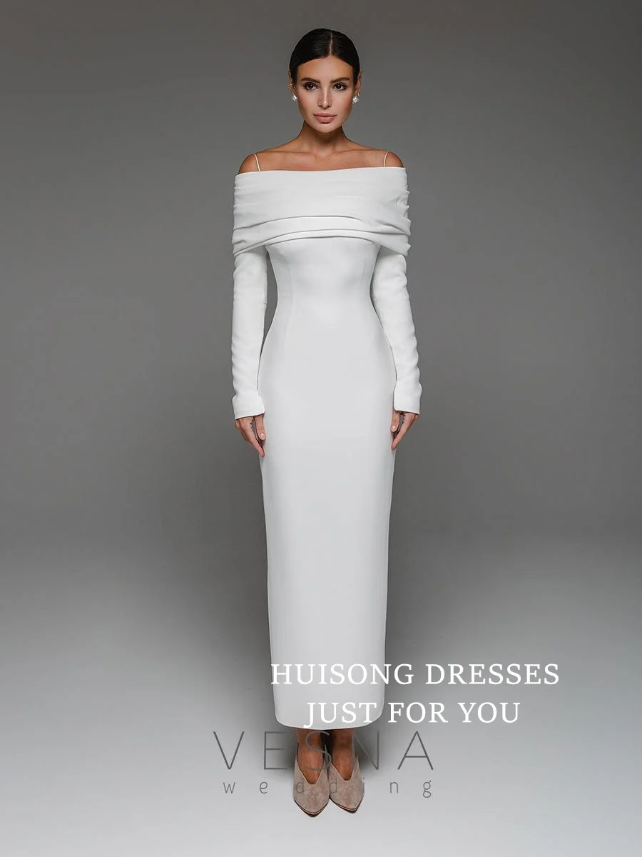 HUISONG Customized Satin Mermaid Wedding Dresses Off the Shoulder Long Sleeves Beach Bridal Gown свадебное платье
HUISONG Customized Satin Mermaid Wedding Dresses Off the Shoulder Long Sleeves Beach Bridal Gown свадебное платье
