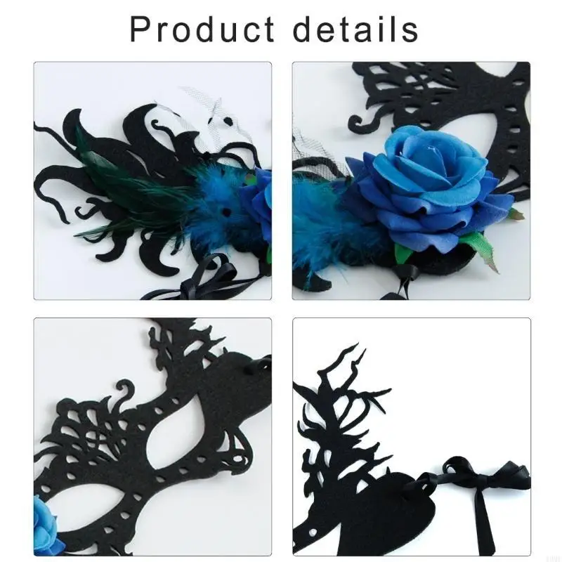 49MF Women Masquerade Eyemask Feathered Eyemask with Flower For Halloween, Carnivals
49MF Women Masquerade Eyemask Feathered Eyemask with Flower For Halloween, Carnivals