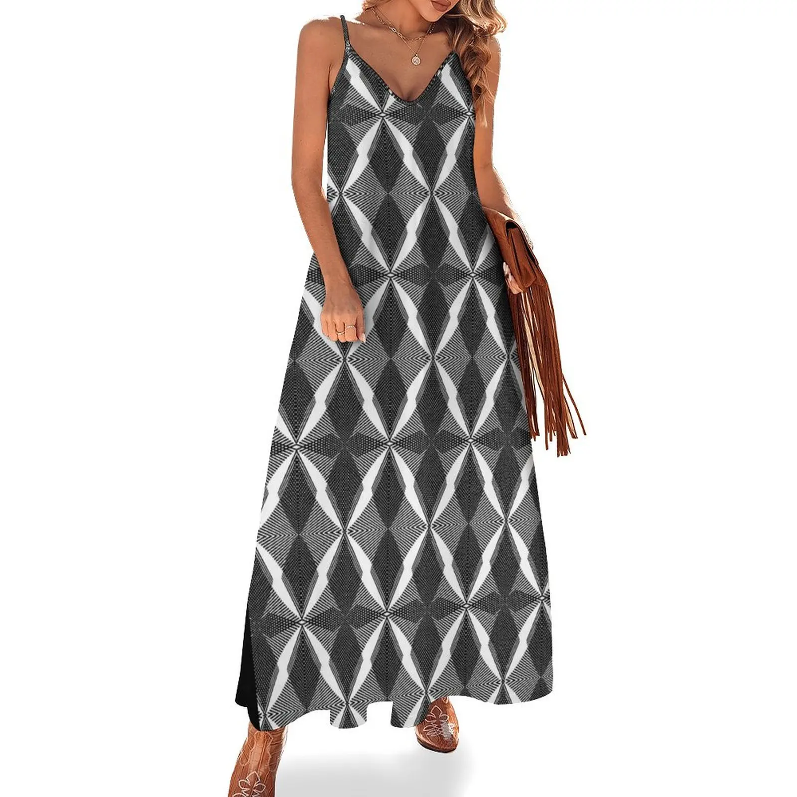 Optical Illusion Sleeveless Long Dress clothes for women dresses ladies 2025 summer Dress
Optical Illusion Sleeveless Long Dress clothes for women dresses ladies 2025 summer Dress