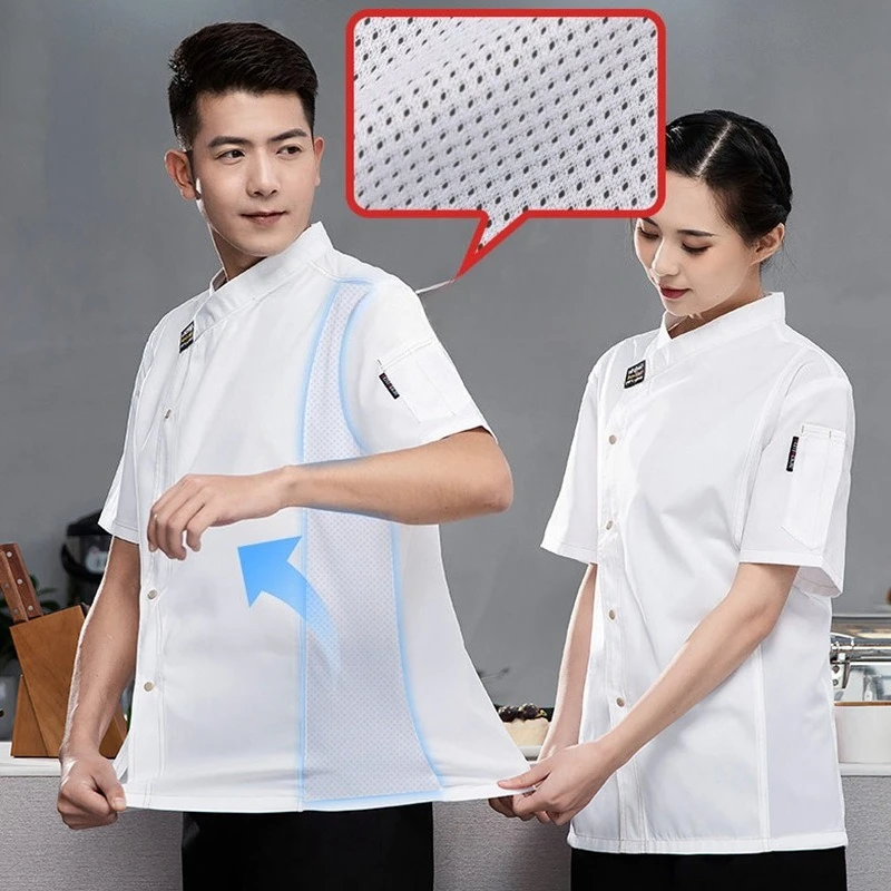 Hotel Workwear Short Sleeved Men Women Fashionable and Breathable Western Restaurants Baking Cakes Kitchen Chef's Clothing
Hotel Workwear Short Sleeved Men Women Fashionable and Breathable Western Restaurants Baking Cakes Kitchen Chef's Clothing