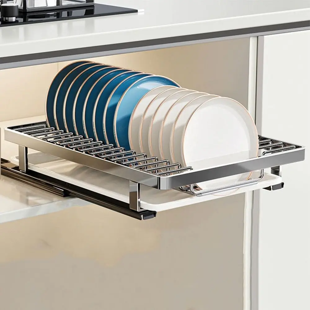 Stainless Steel Pull-out Dish Rack Large with Handle Dish Drainer Storage Rack Drawer Type with Drain Tray
Stainless Steel Pull-out Dish Rack Large with Handle Dish Drainer Storage Rack Drawer Type with Drain Tray