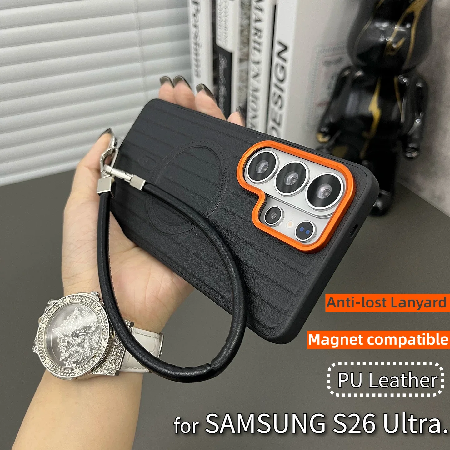 Luxury Simple Corrugated PU Leather Phone Case for Samsung S26 Ultra S25 Plus S24 for Magsafe Wrist Strap Shockproof Back Cover
Luxury Simple Corrugated PU Leather Phone Case for Samsung S26 Ultra S25 Plus S24 for Magsafe Wrist Strap Shockproof Back Cover