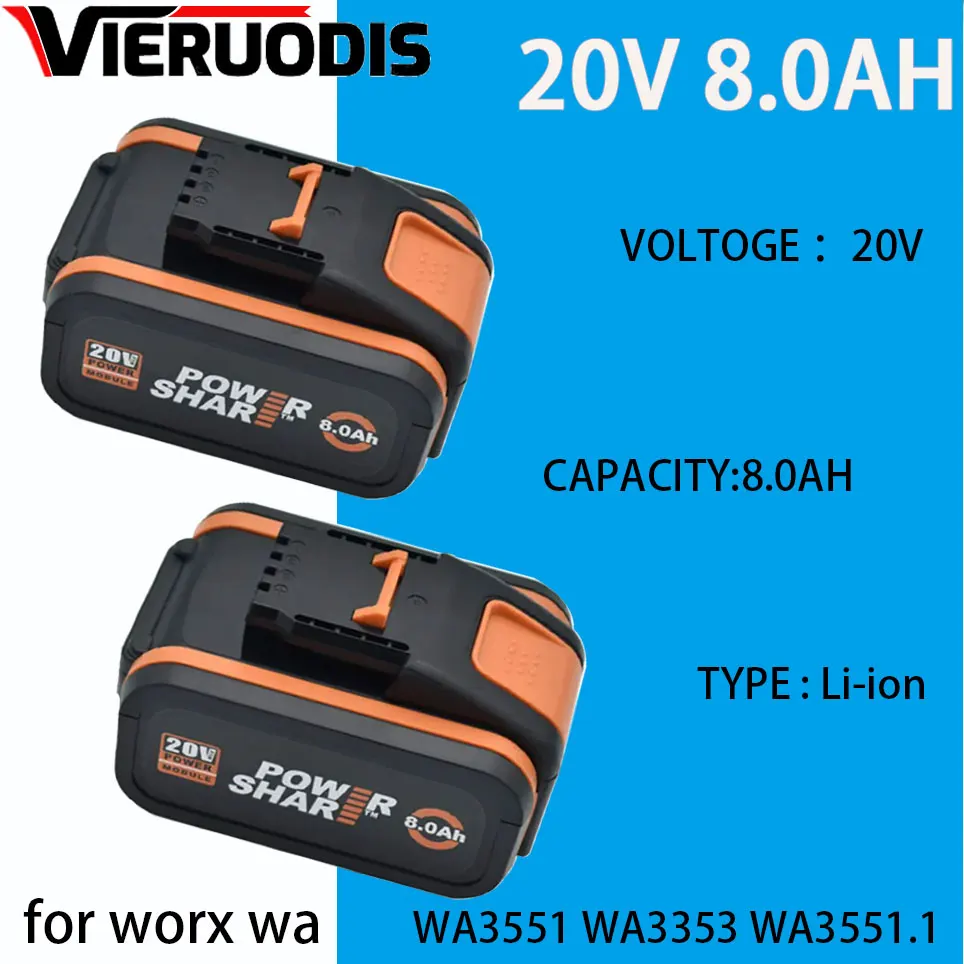 Перезаряжаемая литиевая батарея для worx 20 в Ач WA3553 WA3551 WA3553.1 WA3570 для всех электроинструментов и садовых инструментов WORX
Перезаряжаемая литиевая батарея для worx 20 в Ач WA3553 WA3551 WA3553.1 WA3570 для всех электроинструментов и садовых инструментов WORX