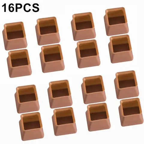 16Pcs Chair Leg Cap Feet Cover Pads Square Rubber Silicone Non-Slip Table Foot Dust Cover Furniture Table Floor Protector Pads