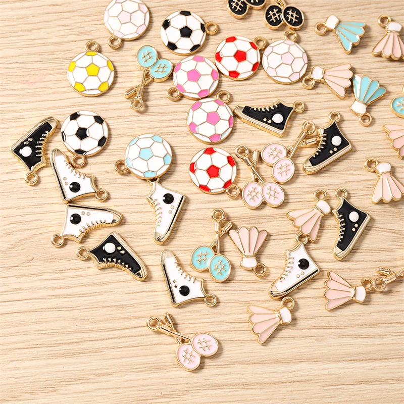 10pcs Cute Enamel Sports Badminton Football Shoes Charms Pendants for Making Earrings Necklaces DIY Crafts Jewelry Accessories
10pcs Cute Enamel Sports Badminton Football Shoes Charms Pendants for Making Earrings Necklaces DIY Crafts Jewelry Accessories