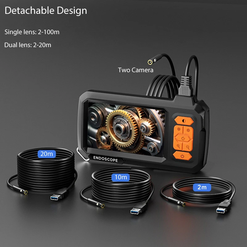 4.3'' Screen Borescope Single Dual Lens 1080P HD Split Design IP67 Industrial Endoscope Inspection Camera for Piping Car Sewer
4.3'' Screen Borescope Single Dual Lens 1080P HD Split Design IP67 Industrial Endoscope Inspection Camera for Piping Car Sewer