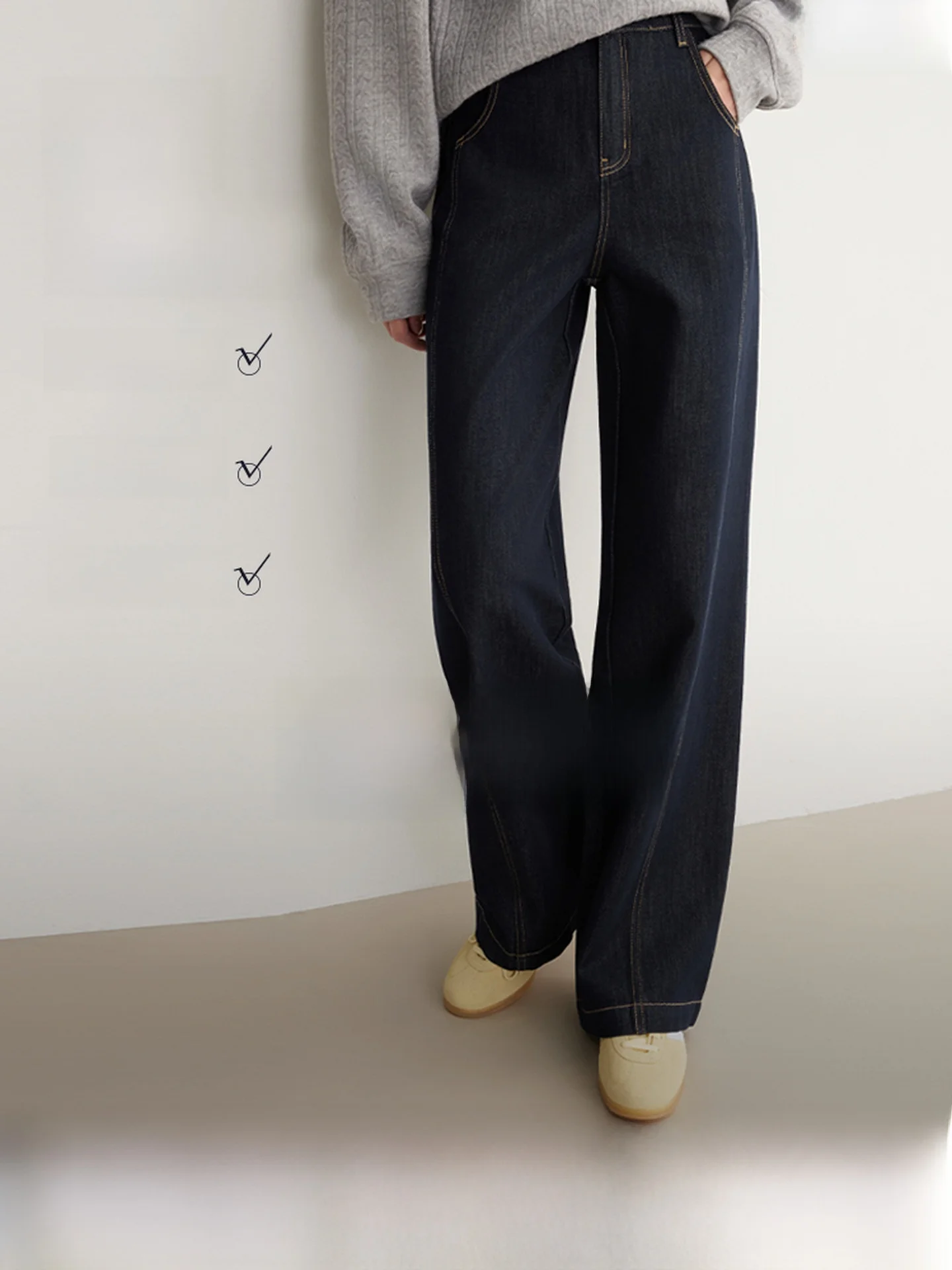 ELLE Premium Ruche Straight Leg Jeans Women's Spring New Style Slimming Drapey Floor-Length Pants Commute Casual Pure Color
ELLE Premium Ruche Straight Leg Jeans Women's Spring New Style Slimming Drapey Floor-Length Pants Commute Casual Pure Color