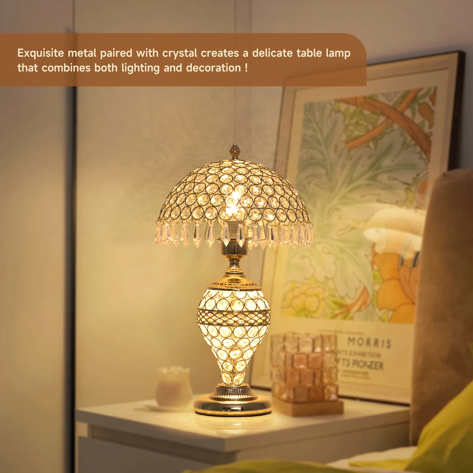 Elegant Crystal Table Lamp Three-Color Adjustable Bedroom Bedside Night Light Gold-Plated Metal Desktop Lamp Living Room Bedroom Home Decorative Light
Elegant Crystal Table Lamp Three-Color Adjustable Bedroom Bedside Night Light Gold-Plated Metal Desktop Lamp Living Room Bedroom Home Decorative Light