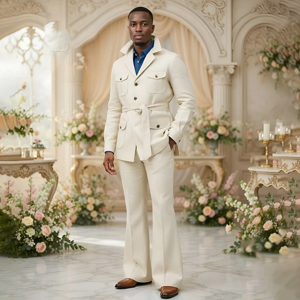 Bespoke Belted Men's Suits Elegant Wedding Groomsmen Blazer Formal Single Breasted Stand Lapel 2 Piece Jacket Pants Outfits
Bespoke Belted Men's Suits Elegant Wedding Groomsmen Blazer Formal Single Breasted Stand Lapel 2 Piece Jacket Pants Outfits