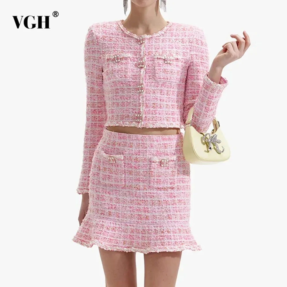 VGH Solid Slimming Spring Check Skirts Sets For Women Round Neck Long Sleeve Top High Waist Spliced Pocket Skirt Chic Set Female
VGH Solid Slimming Spring Check Skirts Sets For Women Round Neck Long Sleeve Top High Waist Spliced Pocket Skirt Chic Set Female