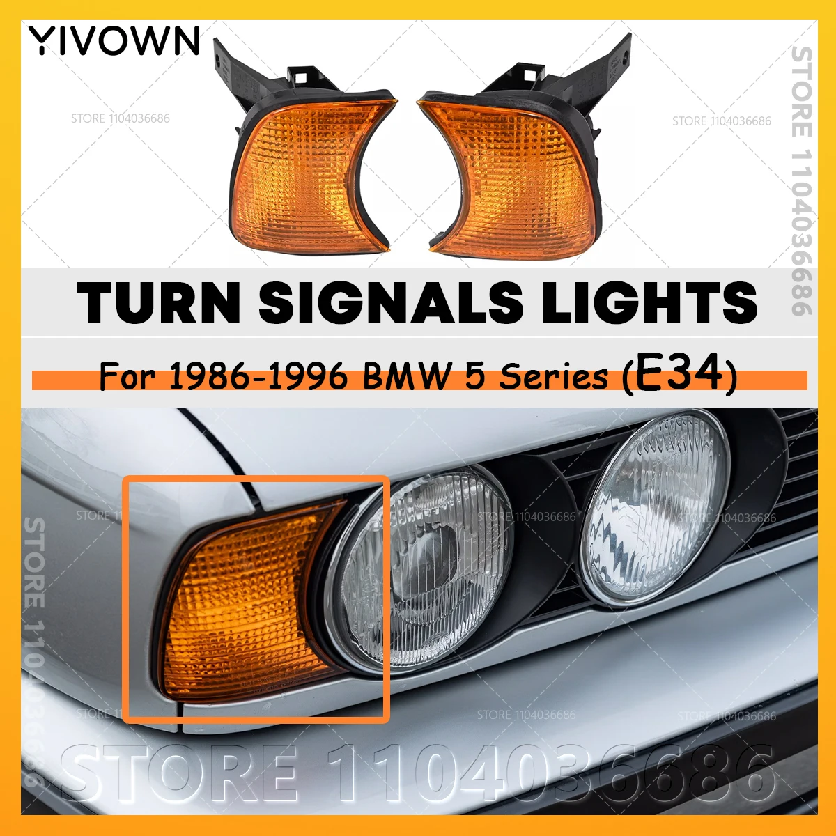 For 1986-1996 BMW 525i 530i 535i 540i M5 (E34) Front Bumper Corner Turn Signals Lights 63131384033 63131384034
For 1986-1996 BMW 525i 530i 535i 540i M5 (E34) Front Bumper Corner Turn Signals Lights 63131384033 63131384034