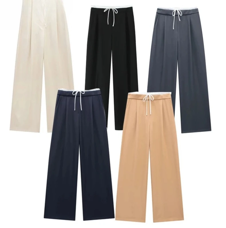 2025 Summer Women's Baggy Pleated Pants | Office Casual Fluid Trousers with Lace Up | Black Gray Solid Color Wide Leg Pants
2025 Summer Women's Baggy Pleated Pants | Office Casual Fluid Trousers with Lace Up | Black Gray Solid Color Wide Leg Pants