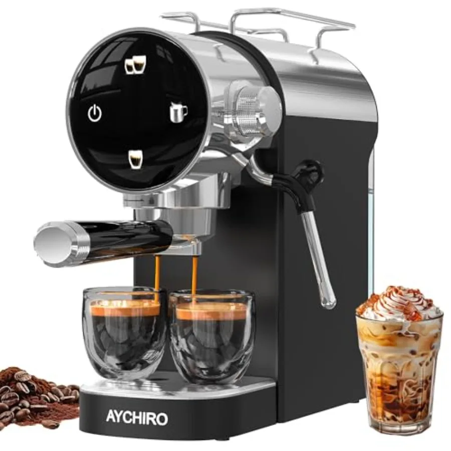 Home espresso machine with stainless steel body black color semi-automatic operation and integrated milk frother for latte and
Home espresso machine with stainless steel body black color semi-automatic operation and integrated milk frother for latte and