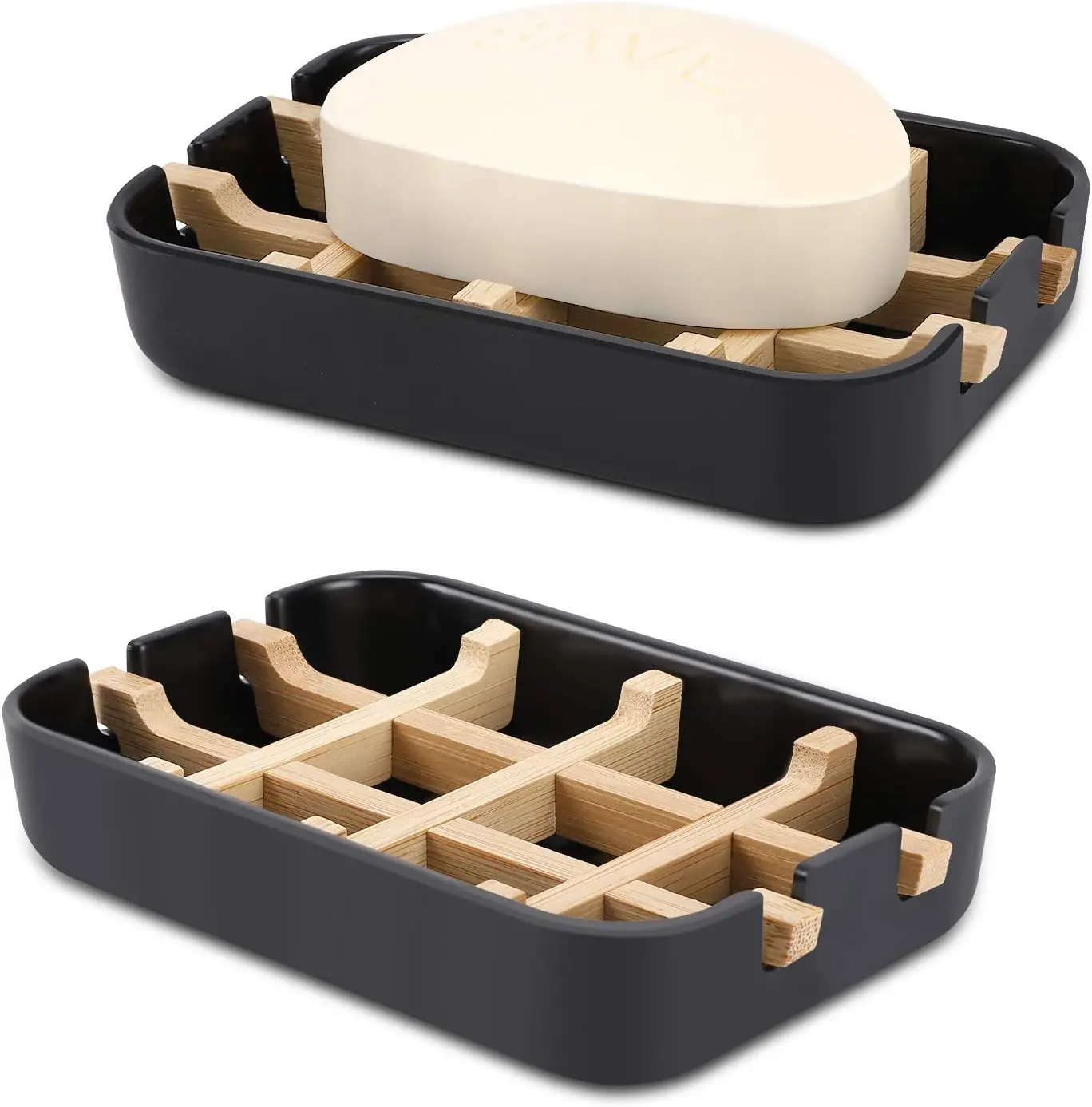 Bamboo Soap Dish with Drainage for Shower, Bathroom, Kitchen - Black
Bamboo Soap Dish with Drainage for Shower, Bathroom, Kitchen - Black